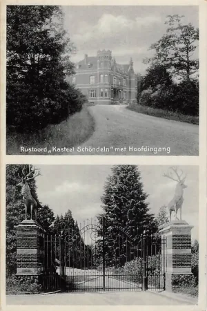 Popularny Roermond Kasteel Schöndelen Ingang met herten beelden en toegangshek 1934 Limburg HC59068