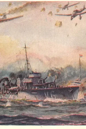 Rotterdam Maas Torpedojager Jan van Galen aangevallen door Duitse Stuka's 11 mei 1940 Rechts de Statendam Marine Scheepvaart WO2 HC59041 Wysoka jakość