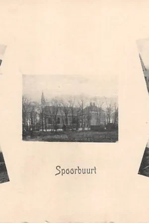 Groete uit Spoorbuurt Anna Paulowna Station met stoomtrein Kerk Vijfluik HC58970 Popularny