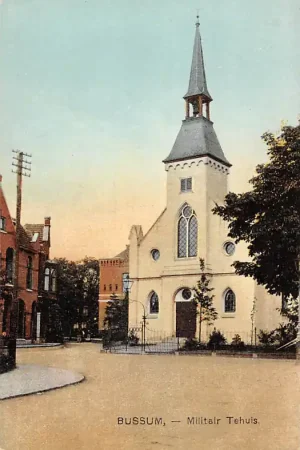 Zwrot pieniędzy Bussum Militair Tehuis Kerkstraat Ned. Hervormde Kerk later Irene Studio televisie HC58740