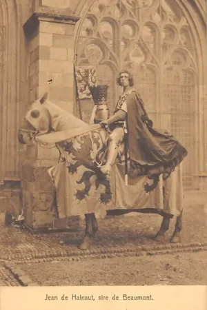 Autentyczny Utrecht Lustrumfeesten 1911 Het beleg van Utrecht in 1345 Jean de Hainaut, sire de Beaumont te paard HC58177