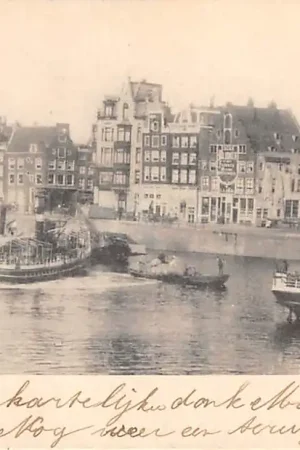 Zwrot pieniędzy Amsterdam Singel met binnenvaart schepen 1902 HC57855
