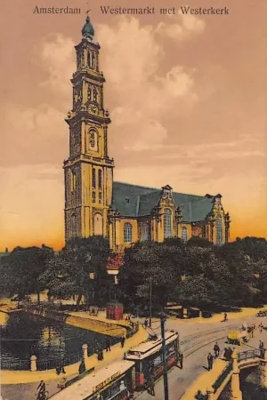 Amsterdam Tram Westermarkt en Westertoren 1926 HC57725 Ostatnia szansa
