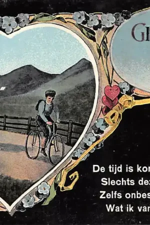 Groeten uit Onbekend met fietsers Wielrijden Vintage HC57619 Rabat