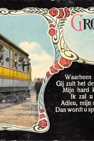 Groeten uit Onbekend Afscheid Wagon E.S.N. Spoorwegen Treinen Station Vintage HC57618 Tani