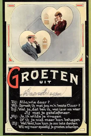 Najlepsza cena Maarsbergen Groeten uit 1916 Geliefden hebben telefoon gesprek Vintage HC57608