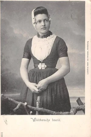 Walcheren Walcherse boerin in klederdracht Vintage 1902 HC57602 Wyprzedaż