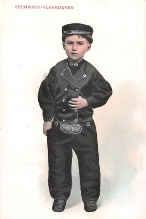 Ekspresowa dostawa Zeeuws-Vlaanderen Axel Jongen in klederdracht 1913 Vintage Kind HC57600