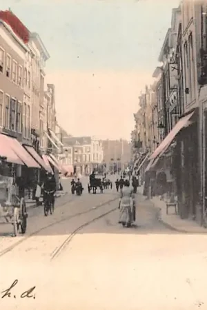 Gouda Hoogstraat richting Markt Paard en wagen 1900 HC57390 Ostatnia szansa
