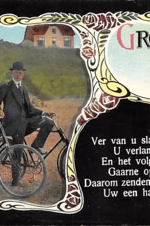 Darmowa dostawa Groeten uit onbekend Dame en heer op de fiets Wielrijden Vintage HC57223
