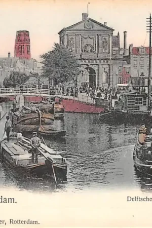 Rotterdam Delftsche Poort Binnenvaart schepen 1900 Vlieger No. 142 HC57196 Popularny