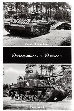 Overloon Oorlogsmuseum Valentin bruggenlegger Sherman tank Militair WO2 1960 HC57188 Promocja