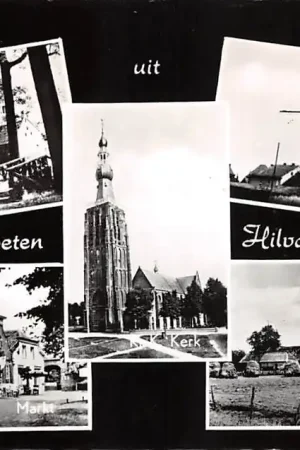 Hilvarenbeek Groeten uit 1965 Mooi Hoekje R.K. Kerk Molen Groot Loo en Markt HC57036 Tylko dziś
