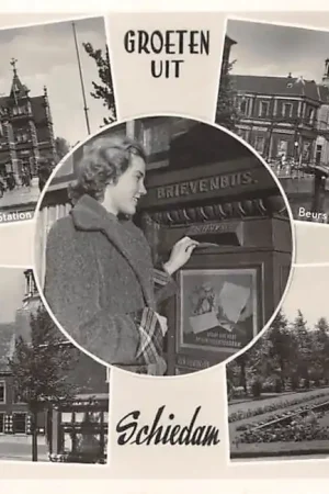 Schiedam Groeten uit 1955 Station Beurs Brievenbus post Grote Markt Juliana Park HC56854 Niska cena