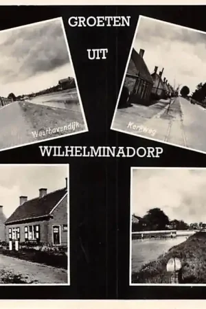 Wilhelminadorp Groeten uit 1956 Westhavendijk Dreef Oosthavendijk Kerkweg Goes Zuid-Beveland HC56705 Tani