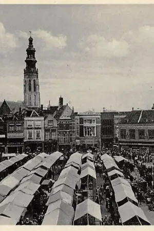 Middelburg Markt Marktdag met kramen en volk 1934 HC56611 Niska cena