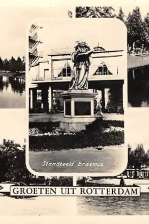 Rotterdam Groeten uit met Diergaarde Blijdorp Standbeeld Erasmus Heemraadsingel Veerhaven en Piet Heinplein HC56291 Zwrot pieniędzy