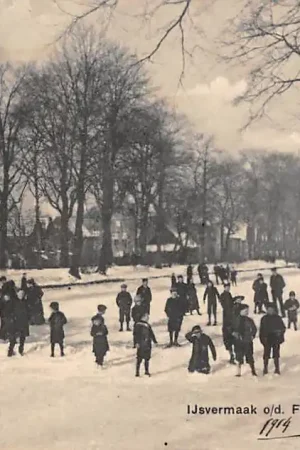 Gouda Fluweelensingel IJsvermaak Schaatsen Winter 1914 Gompers HC56232 Autentyczny