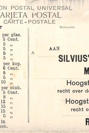 Wysoka jakość Rotterdam Reclame Silvius' IJs- en Melksalons Hoogstraat 216 en 377 Voorkant Chili Calle Co9nstitucion con Banco de Chile Chillan Chile Zuid-Amerika HC55941