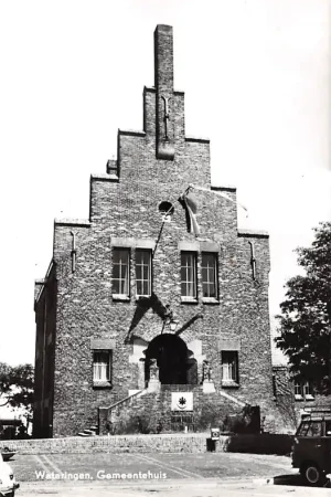 Wateringen Gemeentehuis met vlag en wimpel 1969 Westland HC55910 Niska cena