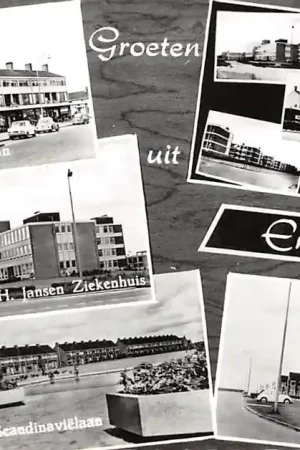 Emmeloord Groeten uit 1969 Winkelcentrum Europalaan Scandinaviëlaan Ziekenhuis HC55845 Rabat