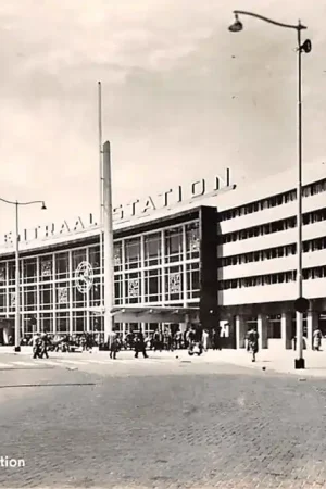 Rotterdam Centraal Station Spoorwegen 1958 HC55844 Autentyczny