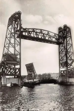 Oryginalny Rotterdam Spoor brug met stoomschip Spoorwegen Scheepvaart HC55757