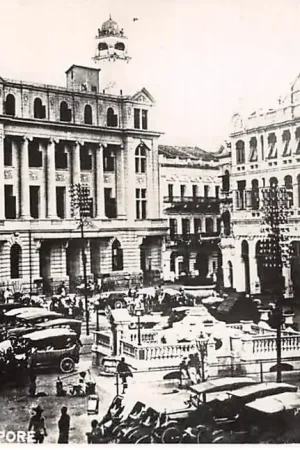 Oryginalny Singapore Raffles Place met auto's Fotokaart Azië HC55730