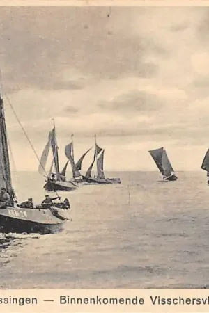 Oryginalny Vlissingen Binnenkomende Visschersvloot ARM 28 VKI 9 Vissers schepen 1929 HC55640