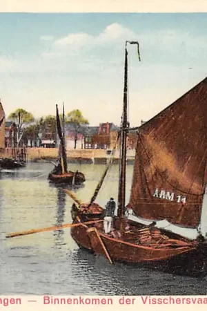 Vlissingen Binnenkomen der Visschersvaartuigen Arm 14 1932 Vissers schepen HC55639 Popularny