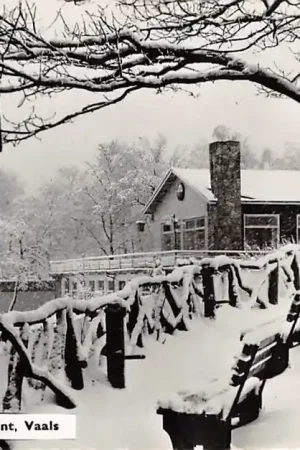 Vaals Neerland's Top Drielandenpunt in de sneeuw Hotel-Café-Restaurant De Bokkenrijder Winter Limburg HC55475 Autentyczny