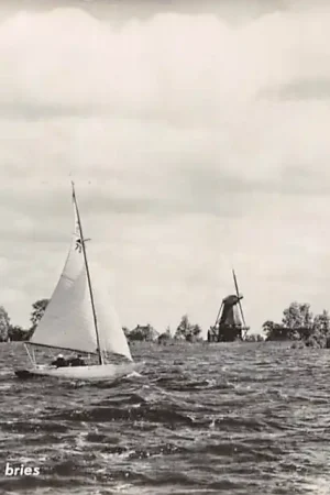 Wyprzedaż Langweer Een stevige bries Zeilen Molen Zeil schepen 1959 Friesland HC55526