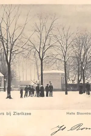 Tylko dziś Winter gezicht Schuddebeurs Halte Stoom tram R.T.M in de sneeuw 1902 Zierikzee HC55341