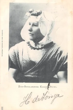Popularny Goes Zuid-Bevelandsche Kleederdracht Meisje in klederdracht 1901 Vintage HC55206