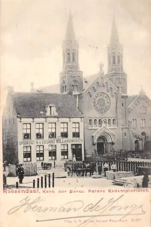 Promocja Roosendaal Kerk der Eerw. Paters Redemptoristen 1902 Spoorzicht H. v. Lieshout' Billardmaker Biljart HC55115