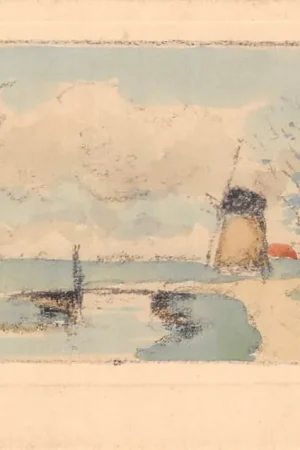 Wysoka jakość Onbekend Molen in Hollands Landschap Illustrator W.J. Jintes Vintage HC54985