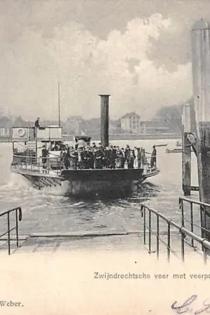 Dordrecht Zwijndrechtsche veer met veerpont Zwijndrecht Binnenvaart schepen Scheepvaart HC54912 Promocja