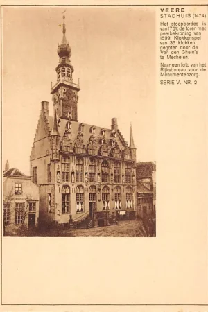Veere Stadhuis RVMD Serie V. Nr. 2 Briefkaart Postzegels Dagstempel 13 X 12 1930 HC54871 Wysoka jakość