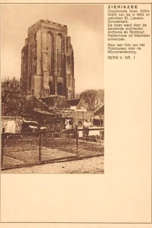 Szybka dostawa Zierikzee Onvoltooide toren St. Lievensmonsterkerk RVMD Serie V. Nr. 1. Briefkaart Postzegels Dagstempel 13 X 12 1930 HC54870