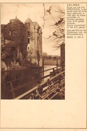 Ostatnia szansa Velsen Ruïne van het Slot Brederode RVMD Serie IV. Nr. 5 Kasteel Briefkaart Postzegels Dagstempel 13 X 12 1930 HC54869