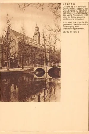 Leiden Gezicht op het Rapenburg met Universiteit AVVV Serie III. Nr. 6. Briefkaart Postzegels Dagstempel 13 X 12 1930 HC54864 Niska cena