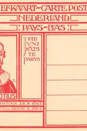 Kup teraz Postzegels Briefkaart Hugo Grotius Delft Houtsnede van J. Franken Pzn. Serie X Nr. 1 Dagstempel 1926 Filatelie HC54858