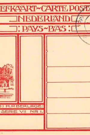 Wysoka jakość Lemmer Friesland Ned. Herv. Kerk H.P. Berlage Serie IV Nr. 2 Afbeelding op briefkaart met 10 cents opdruk op 12,5 cent en dagstempel Oudewater 13 X 11 1927 Filatelie Postzegels HC54854