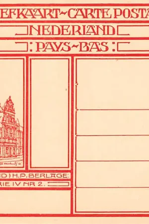 Szybka dostawa Haarlem Stadhuis H.P. Berlage Serie IV Nr. 2 Afbeelding op briefkaart met 10 cents opdruk op 12,5 cent en dagstempel Oudewater 13 X 11 1927 Filatelie Postzegels HC54850