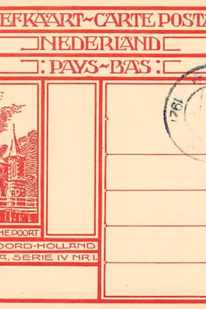Haarlem Amsterdamsche Poort H.P. Berlage Serie IV Nr. 1. Afbeelding op briefkaart met 10 cents opdruk op 12,5 cent en met dagstempel Oudewater 13 - X - 11 1927 Filatelie Postzegels HC54849 Oferta