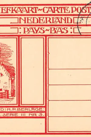 Katwijk aan Zee H.P. Berlage Serie III Nr. 3 Afbeelding op briefkaart met 10 cents opdruk op 12,5 cent met dagstempel Oudewater 13 X 11 1927 Filatelie Postzegels HC54848 Popularny