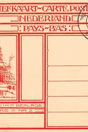Leiden H.P. Berlage Serie III Nr. 2 Afbeelding op briefkaart met 10 cents opdruk op 12,5 cent met dagstempel Oudewater 13 X 11 1927 Filatelie Postzegels HC54847 Oferta