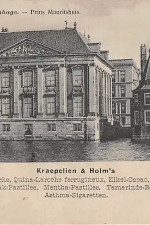 's-Gravenhage Prins Mauritshuis Reclame Zeist Kraepelien & Holm\\u2019s Quina-Laroche Asthma Sigaretten Salmiak-Pastilles Eikel-Cacao HC54791 Szybka dostawa