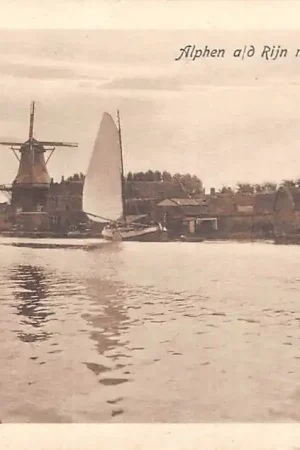 Promocja Alphen aan den Rijn nabij Gouwluis Molen en binnenvaart schepen 1918 HC54766