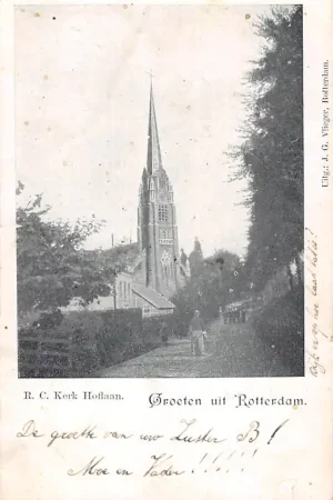 Promocja Rotterdam R.C. Kerk Hoflaan 1901 Kleinrondstempel HC54737